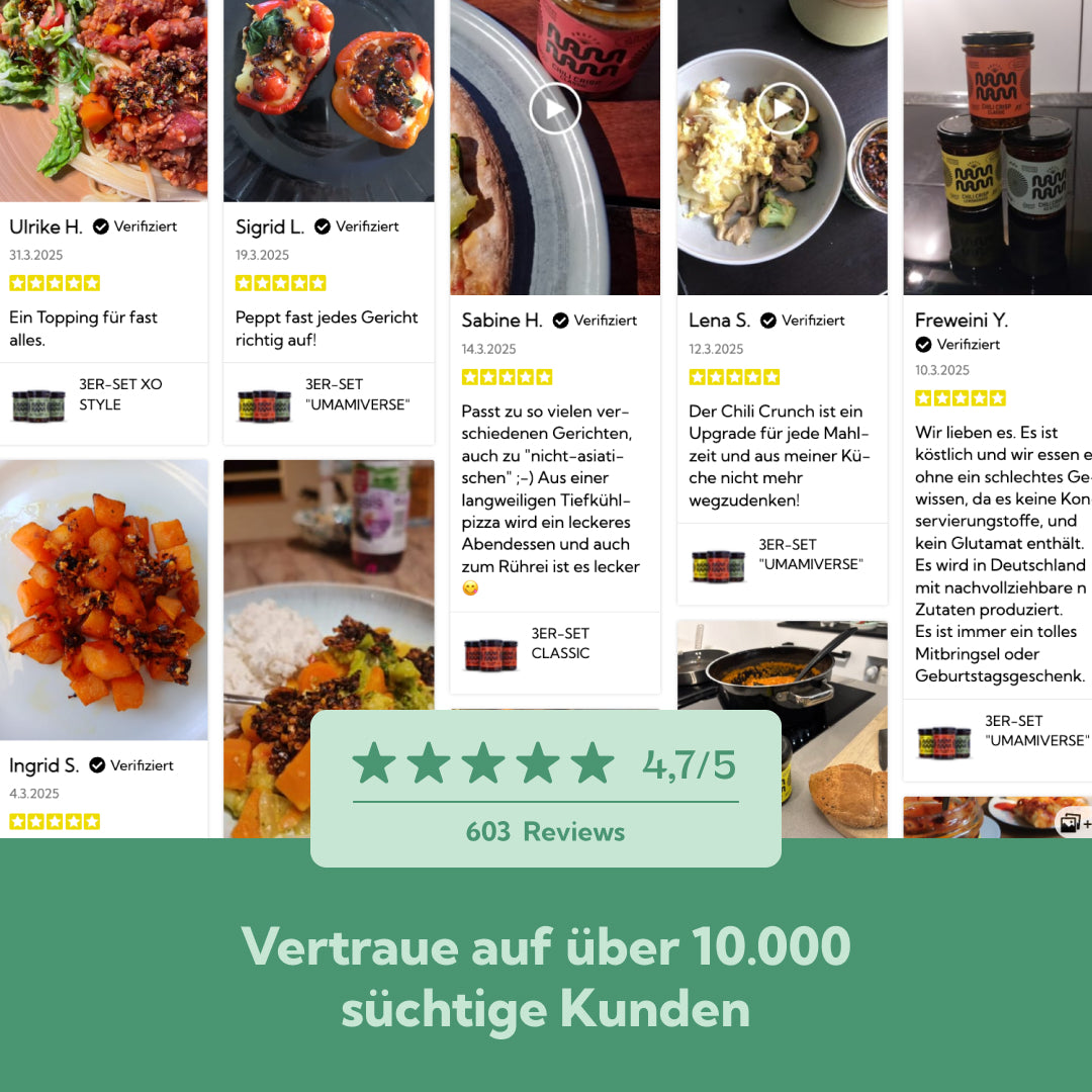 Kundenbewertungen zu Pretty NamNam Chili Crisp: 4,7 von 5 Sternen aus 603 Reviews