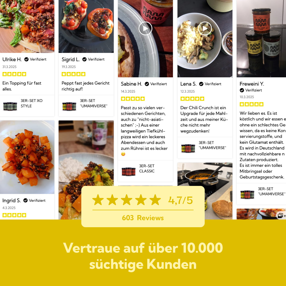 Kundenbewertungen zu Pretty NamNam Chili Crisp: 4,7 von 5 Sternen aus 603 Reviews